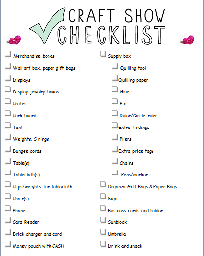 Craft Show Check List